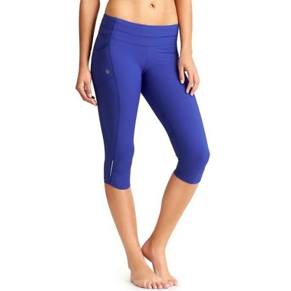 Athleta Womens Size XS Dobby Free Knicker Sapphire Blue Cropped Legging Mid-Rise